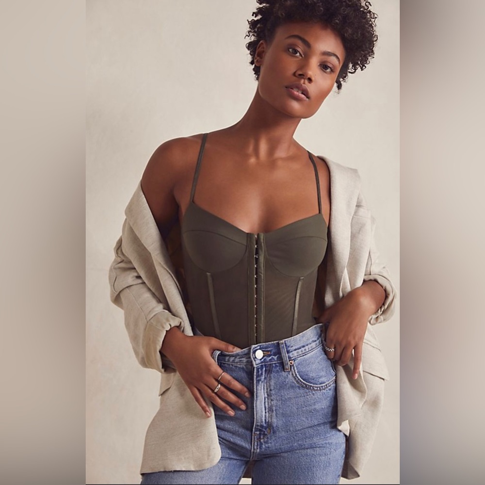 FREE PEOPLE Night Rhythm Corset Bodysuit